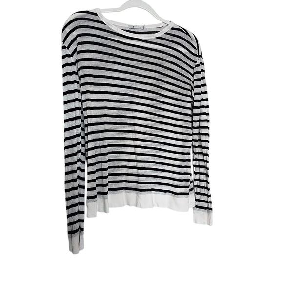 Alexander Wang Black White Striped Long Sleeve Top XS - Picture 1 of 5